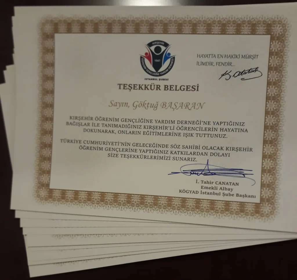 Bağışçılarımıza Teşekkür Belgelerini Takdim Ettik